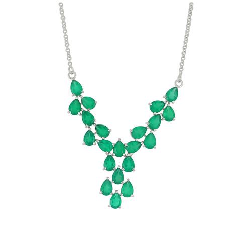 BUY REAL GREEN ONYX GEMSTONE NECKLACE  IN 925 SILVER